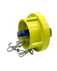 Blindkupplung Storz C AL gesamt gelb m. Entwässerungshahn RAL1016