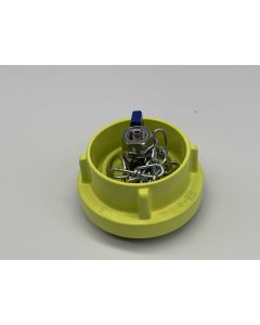 Blindkupplung Storz B AL Deckel gelb, m. Entwässerungshahn